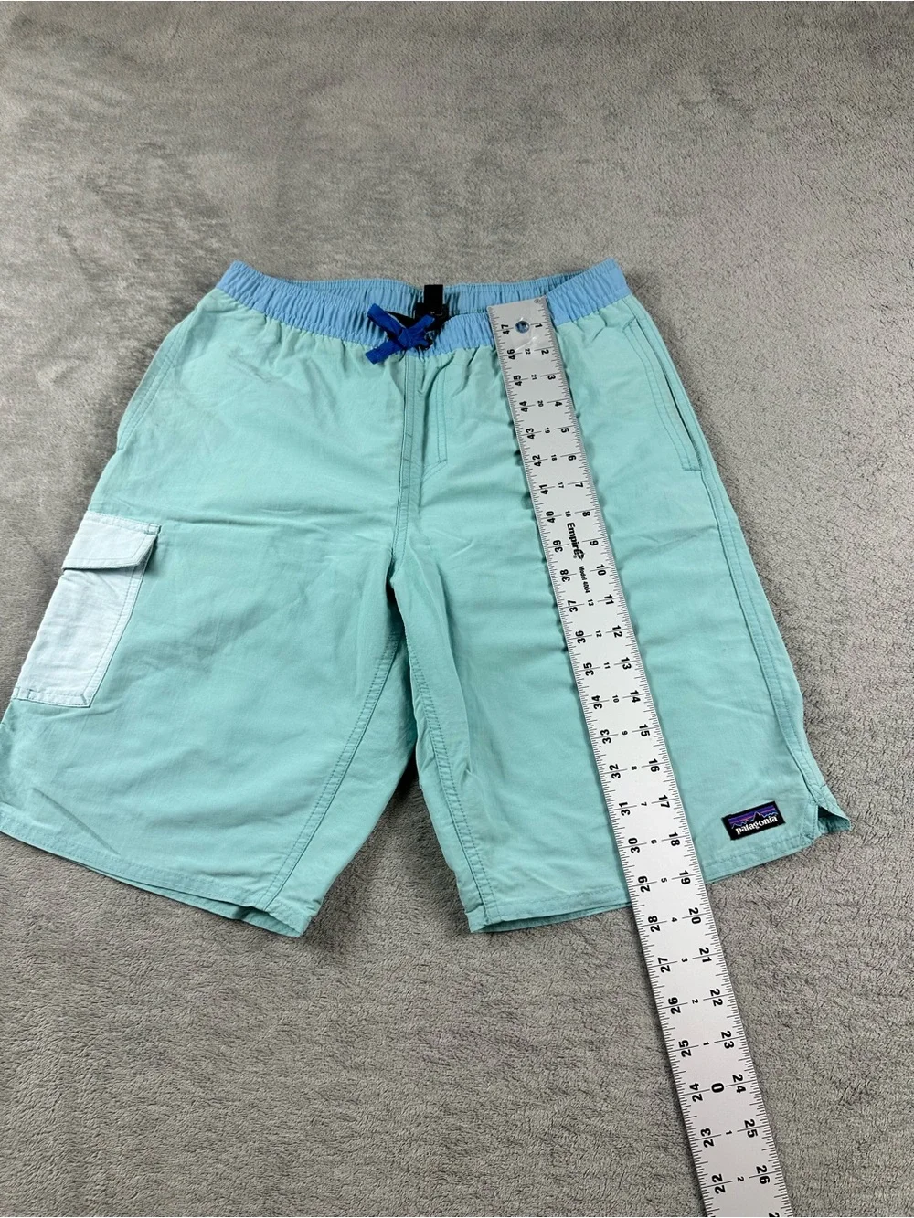 Patagonia Boys XXL Swim Shorts Aqua Green Cargo Pocket